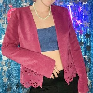 60s boho faux suede light jacket blazer cardigan